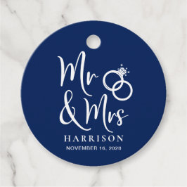 Mrs Navy Blue Bröllop Gåvor Etiketter