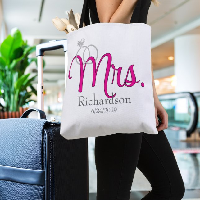 Mrs. Newlywed with Wedding Rings Tote Bag Tygkasse (Skapare uppladdad)