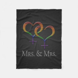 Mrs och fru Lesbisk Pridet Rainbow Symbols Fleecefilt