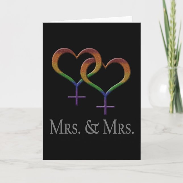 Mrs och fru Lesbisk Pridet Rainbow Symbols Kort (Framsida)