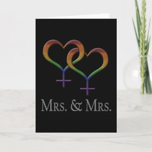 Mrs och fru Lesbisk Pridet Rainbow Symbols Kort