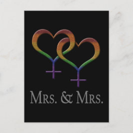 Mrs och fru Lesbisk Pridet Rainbow Symbols Vykort