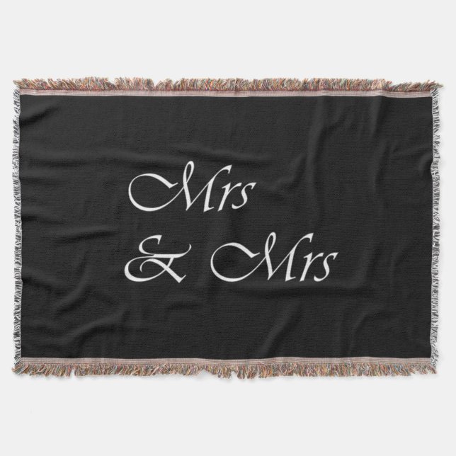 Mrs och fru Monogram Throw Blanket Filt (Framsidan)