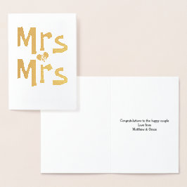 Mrs och Mrs Bröllop Grattisar Folierat Kort