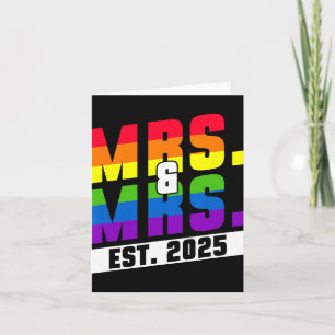 Mrs och Mrs Est. 2025 - Gay pride Bröllop Kort