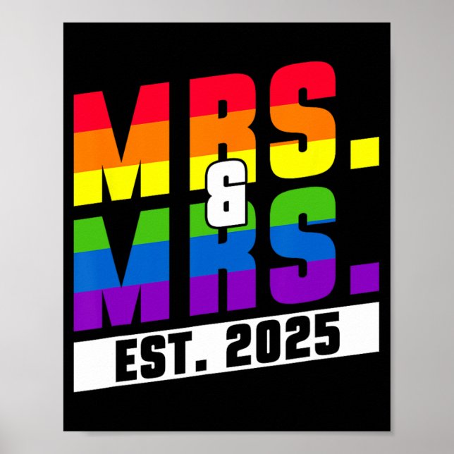 Mrs och Mrs Est. 2025 - Gay pride Bröllop Poster (Framsidan)