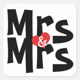 Mrs och Mrs Modern Bröllop Fyrkantigt Klistermärke