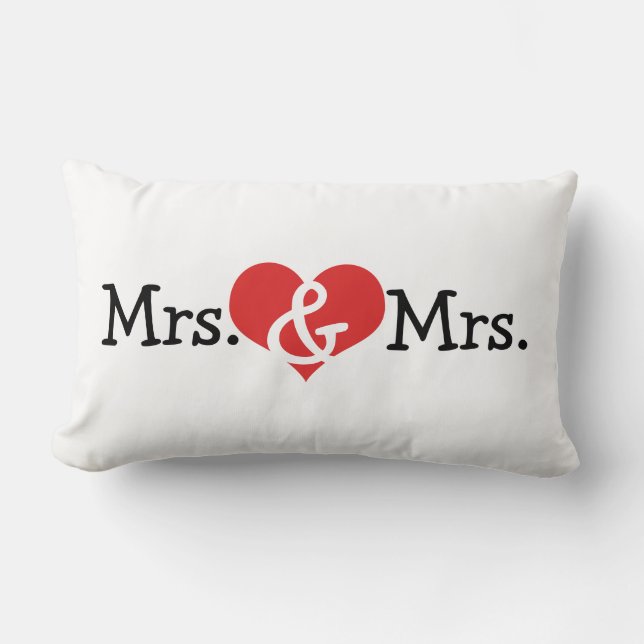 Mrs. och Mrs. Two Brides Bröllop Gift Lumbarkudde (Framsida)