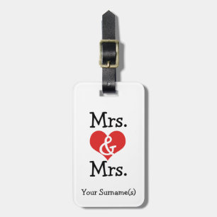 Mrs. och Mrs. Two Brides Bröllop Honeymoon Bagagebricka