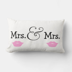Mrs. och mrs Two Brides Läppar Bröllop Gift Lumbarkudde