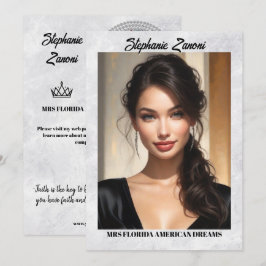 Mrs Pageant Autografkort Marmor Is QR-kod Inbjudningar