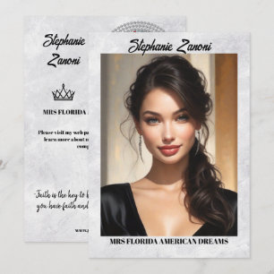 Mrs Pageant Autografkort Marmor Is QR-kod Inbjudningar