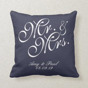 &Mrs. Personlig Blue Kudde
