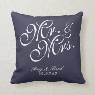 &Mrs. Personlig Blue Kudde