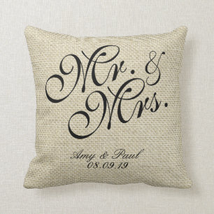 &Mrs. Personlig Linen Kudde