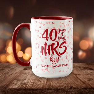 Mrs Right Fun 40th Ruby Wedding Anniversary Mugg