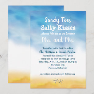 Mrs. & Sandy Toes bröllopsinbjudan - himlar & sand Inbjudningar