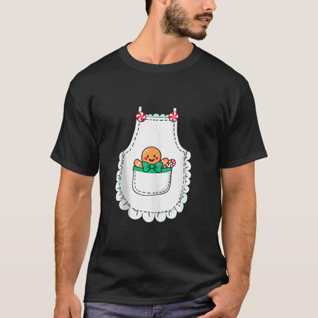 Mrs Santa Claus Apron Gingerbread Candy Cane Chris T Shirt (Framsida)