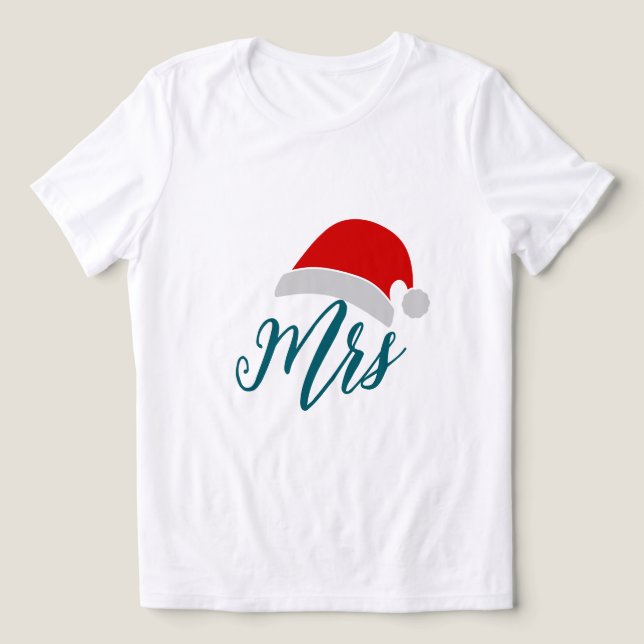 Mrs Santa Womens Christmas Shirt - Couples Tee (Design Framsida)