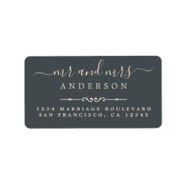 Mrs Script Black Ivory Bröllop Returadress Adressetikett