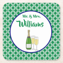 & Mrs. Script Bride & Groom Champagne Flutes