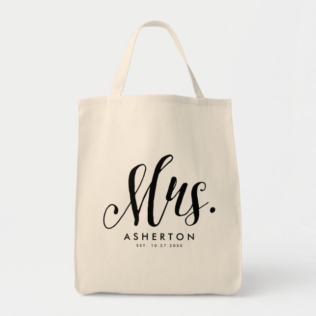 Mrs Script personlig, nylogad brud Tygkasse (Framsidan)