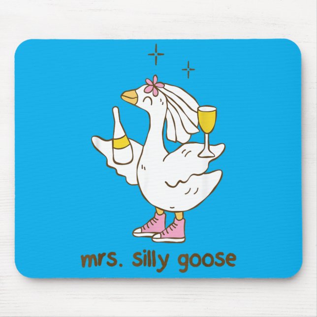 Mrs Silly Goose Bröllop Sängvätning Flicka Fest Musmatta (Framsidan)