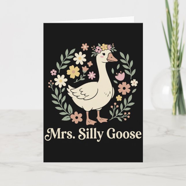 Mrs Silly Goose Playful Bride Humor Wedding Kort (Framsida)