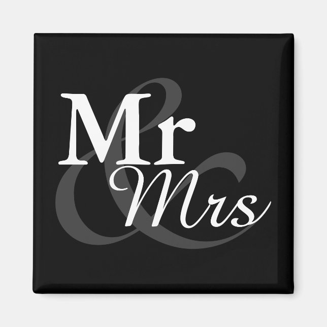 &Mrs Simple Elegant Typography Wedding Favor Magnet (Framsidan)