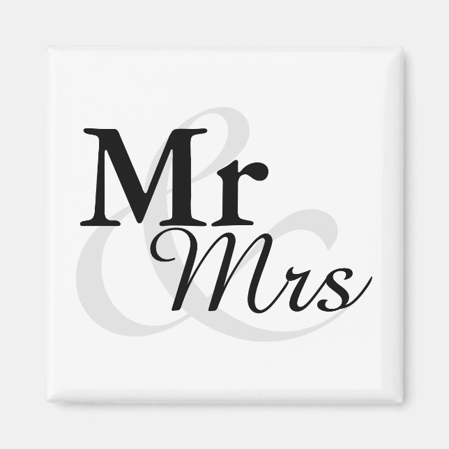&Mrs Simple Elegant Typography Wedding Favor Magnet (Framsidan)
