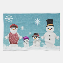 &Mrs Snögubbe och deras familj under jul Kökshandduk
