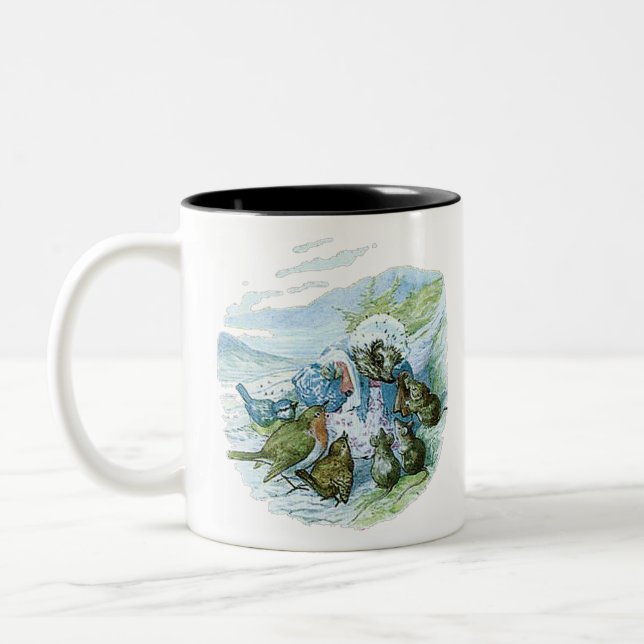 Mrs. TIGGY-WINKLE ge ska ha sina kläder Två-Tonad Mugg (Vänster)