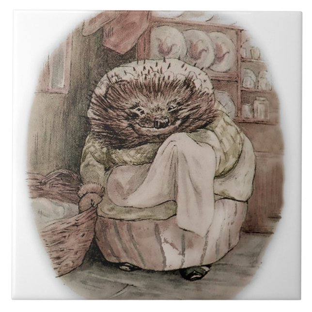 "Mrs Tiggy-Winkle the Hedgehog" av Beatrix Potter Kakelplatta (Framsidan)