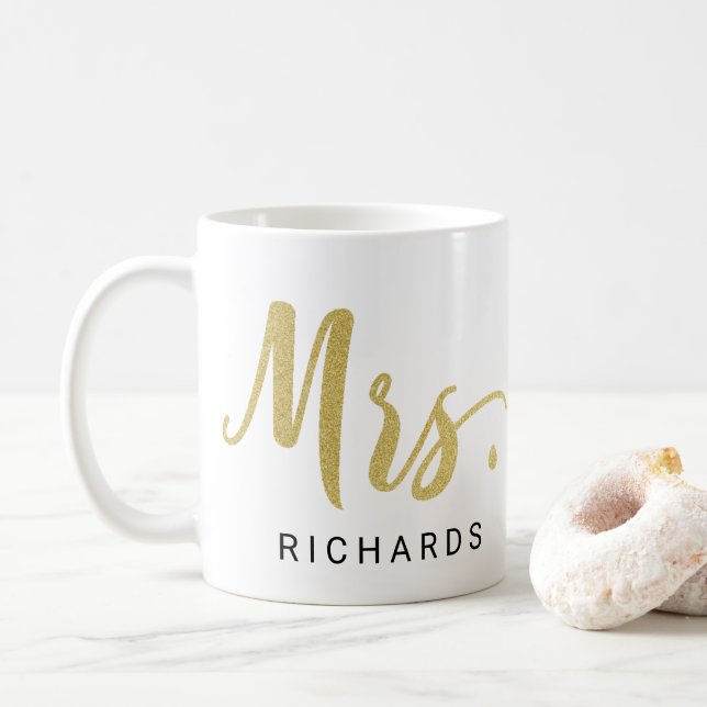 MRS Typografi Glitter FAUX GULD Kaffemugg (Med munk)