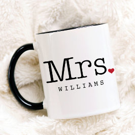Mrs Vintage Svart Personlig Bröllopsmonogram Mugg