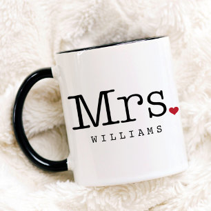Mrs Vintage Svart Personlig Bröllopsmonogram Mugg