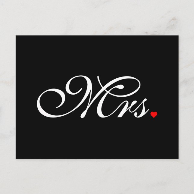 Mrs. Wife Bride Hans Hers Newly Weds Vykort (Framsida)