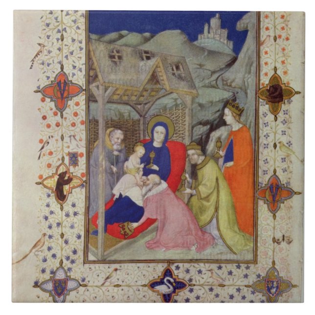 Ms 11060-11061 timmar av Notre Dame: Sexte Adorati Kakelplatta (Framsidan)