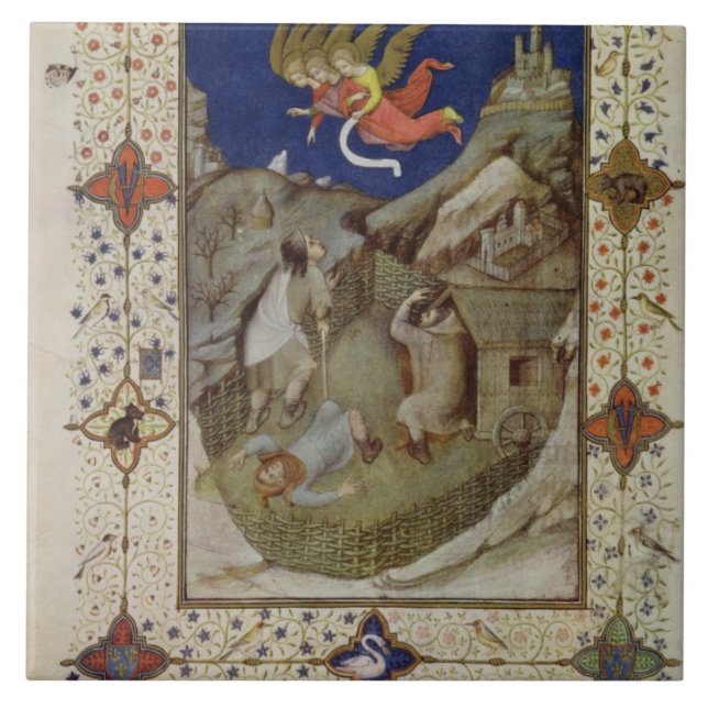Ms 11060-11061 timmar av Notre Dame: Tierce Kakelplatta (Framsidan)