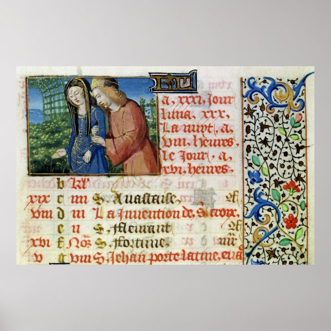 Ms 134 May: Courting Couple, från en Bok av timmar Poster (Framsidan)