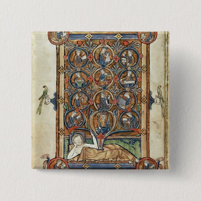 Ms 21926 träd av Jesse från en psalter Knapp (Framsida)