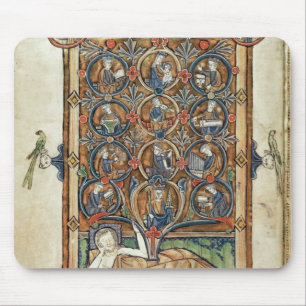 Ms 21926 träd av Jesse från en psalter Musmatta