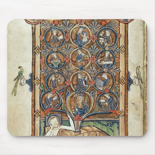 Ms 21926 träd av Jesse från en psalter Musmatta (Framsidan)