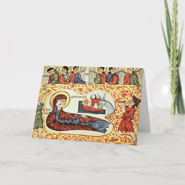 Ms 404 fol.1v nativityen, från en gospel helgkort (Framsida)