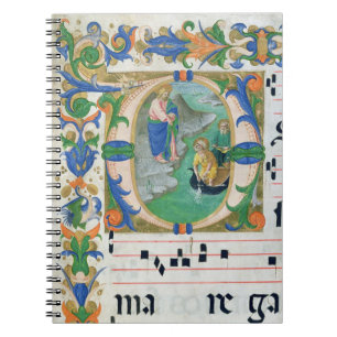 Ms 515 f.1r det mirakulösa utkastet av fiskar, anteckningsbok