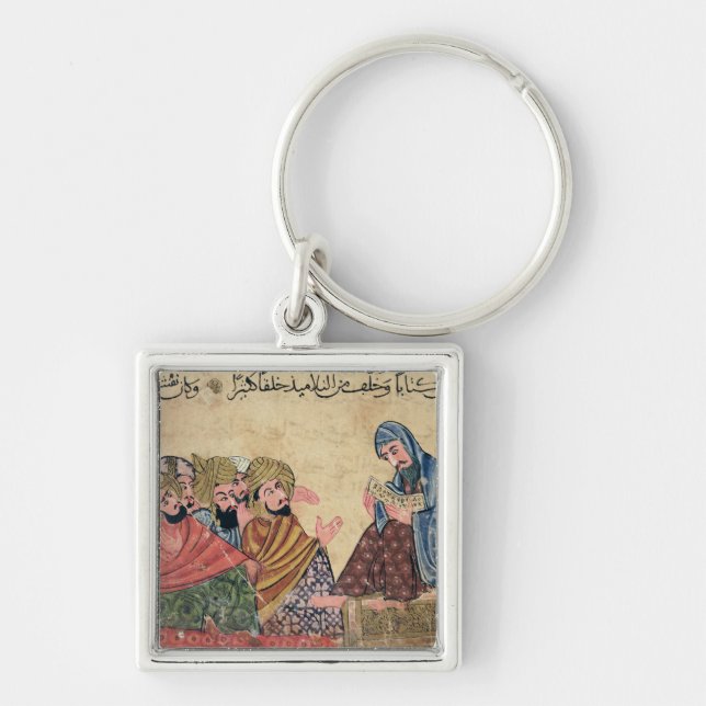 Ms Ahmed III 3206 filosofen Fyrkantig Silverfärgad Nyckelring (Framsidan)
