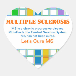 MS Awareness hjärta Stickers for Många Sclerosis Hjärtformat Klistermärke