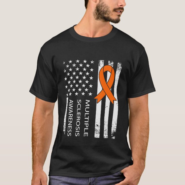 MS Awareness Många Sclerosis Distress Flagga 1 T Shirt (Framsida)