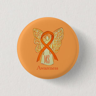 MS Awareness Ribbon Orange Angel Anpassningsbar Bu Knapp