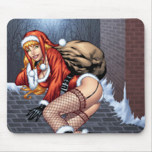 Ms Claus På Rooftop som levererar Santas presente Musmatta